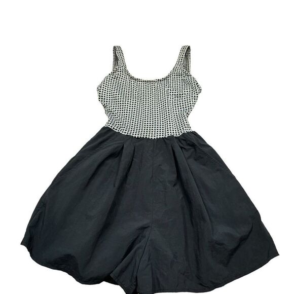 Mainstream Vintage 70s Gingham Open Back‎ Stretch Romper Swimsuit Size 8 - Picture 1 of 14